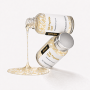 Silk Peptide EGF serum bottles and clear serum with golden threads